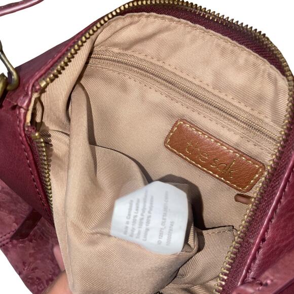 The Sak Oleta Burgundy Genuine Leather Crossbody Handbag Hobo Purse Hippy Gypsy - Picture 6 of 6